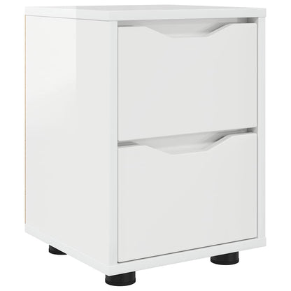 Comodino Bianco Lucido 30,5 x 30 x 43 cm Legno multistrato