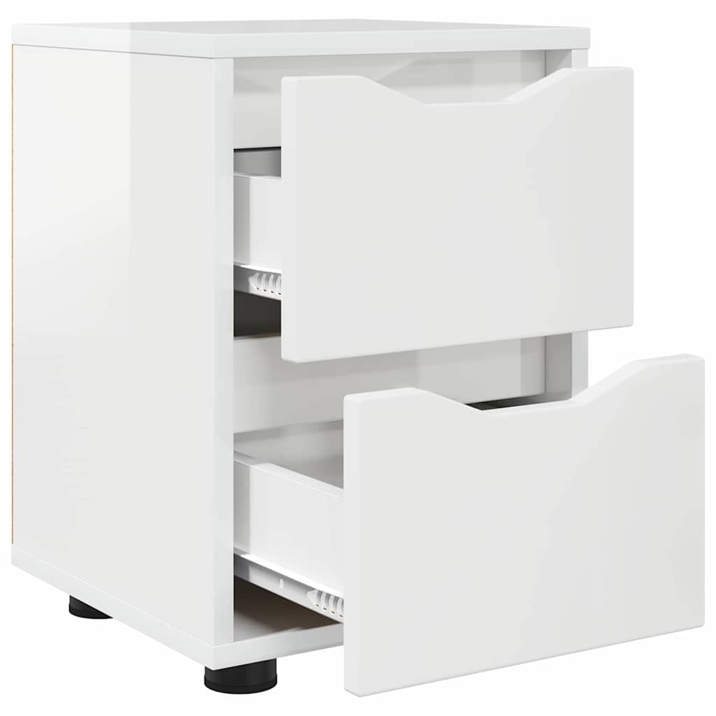 Comodino Bianco Lucido 30,5 x 30 x 43 cm Legno multistrato