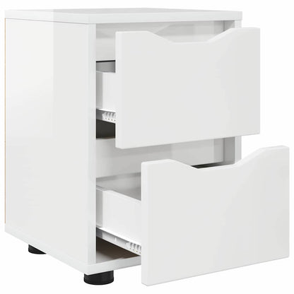 Comodino Bianco Lucido 30,5 x 30 x 43 cm Legno multistrato