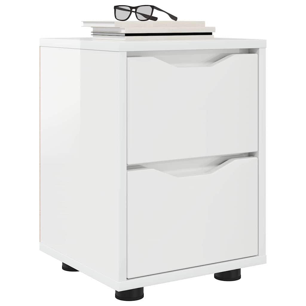Comodino Bianco Lucido 30,5 x 30 x 43 cm Legno multistrato