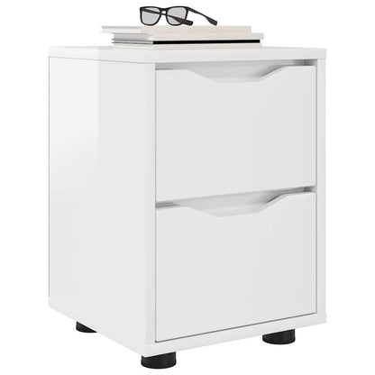 Comodino Bianco Lucido 30,5 x 30 x 43 cm Legno multistrato