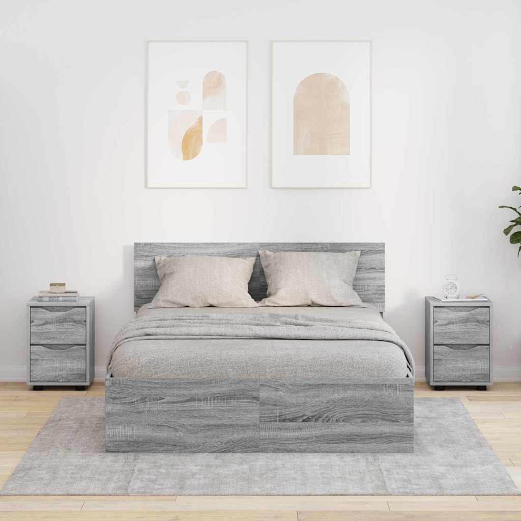 Comodini con cassetto 2 pcs Grigio Sonoma 30,5 x 30 x 43 cm