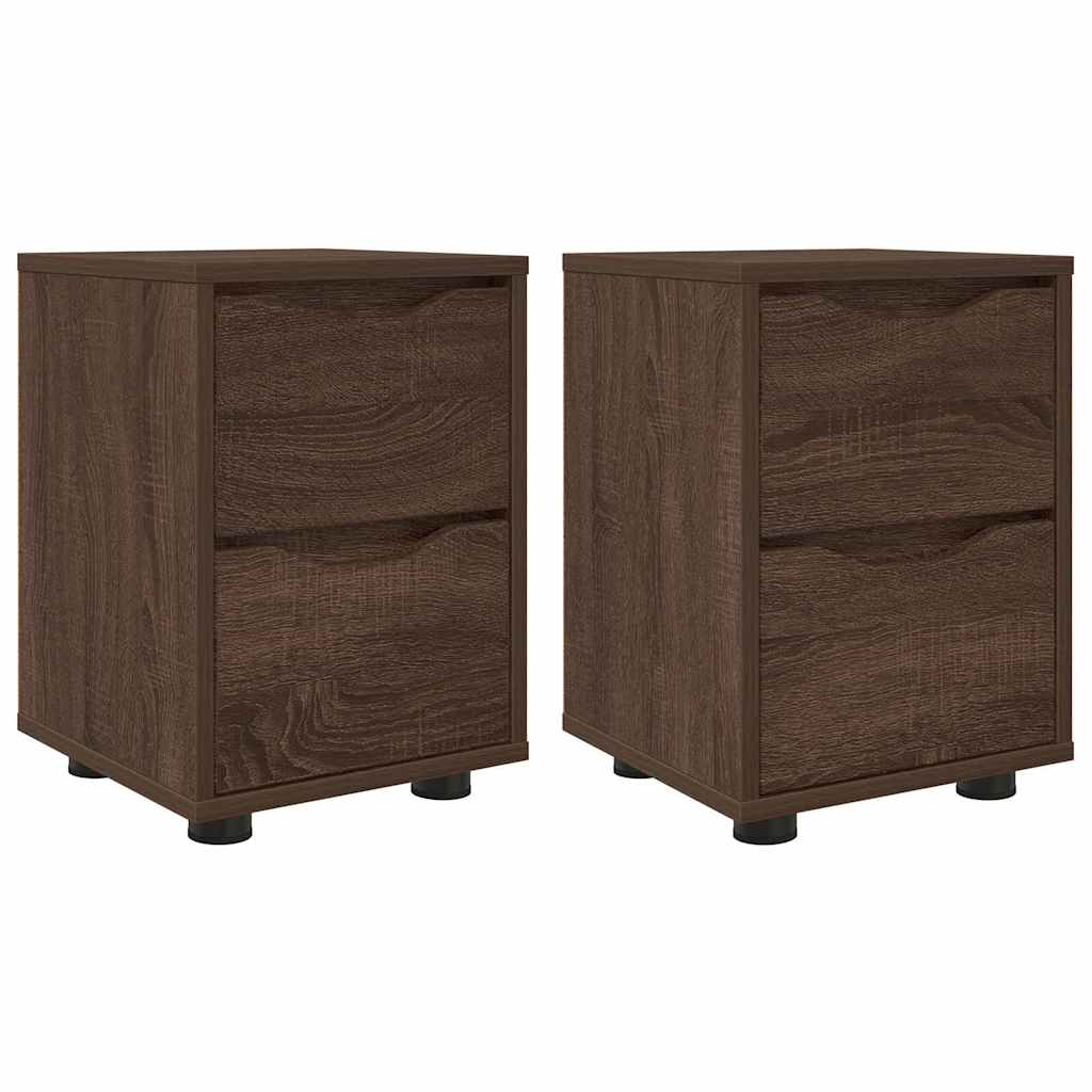 Comodini con cassetto 2 pcs Rovere Marrone 30,5 x 30 x 43 cm