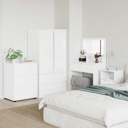 Armadio Bianco Lucido 60 x 48 x 81 cm Legno multistrato