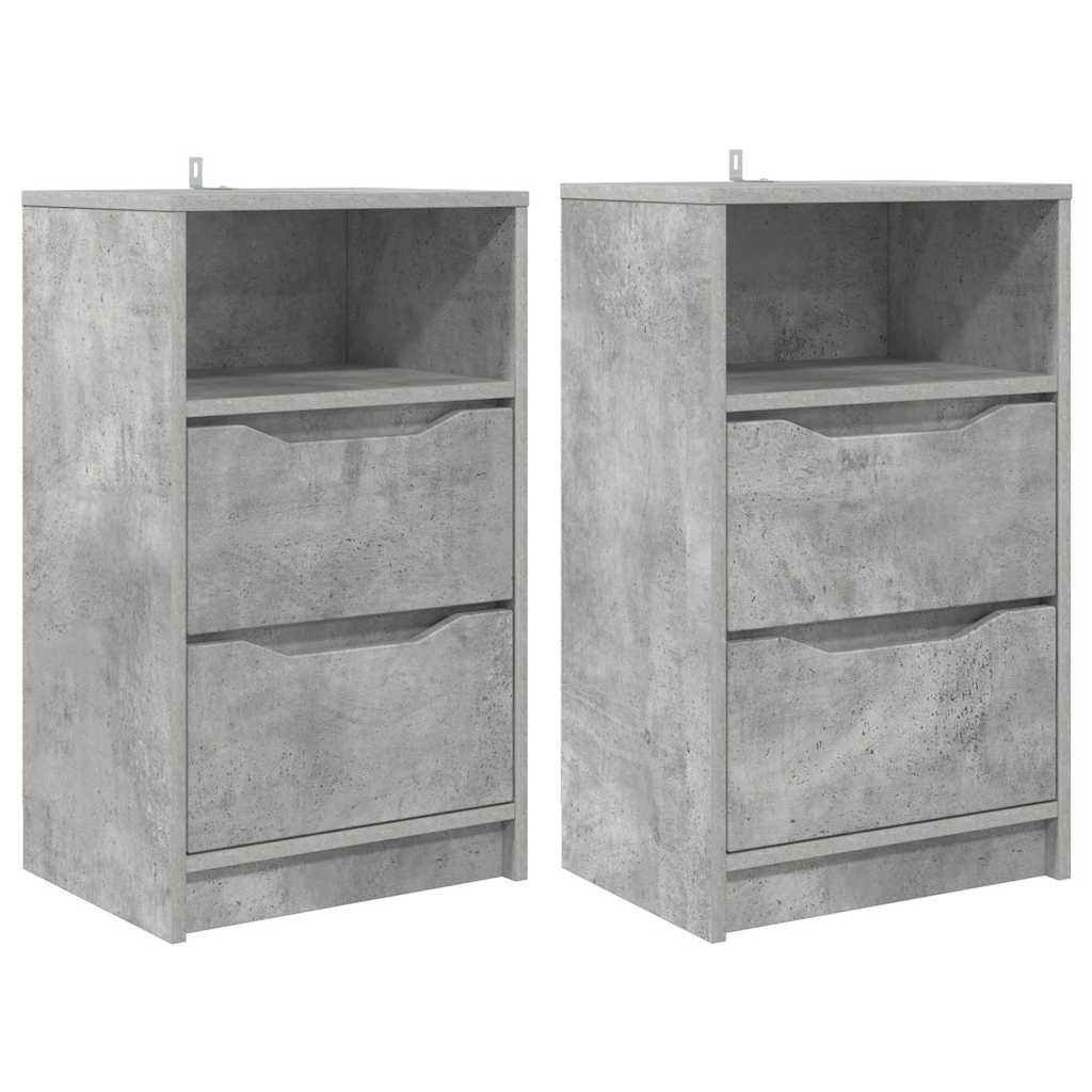 Comodini con cassetto 2 pcs Grigio cemento 40 x 30 x 467 cm