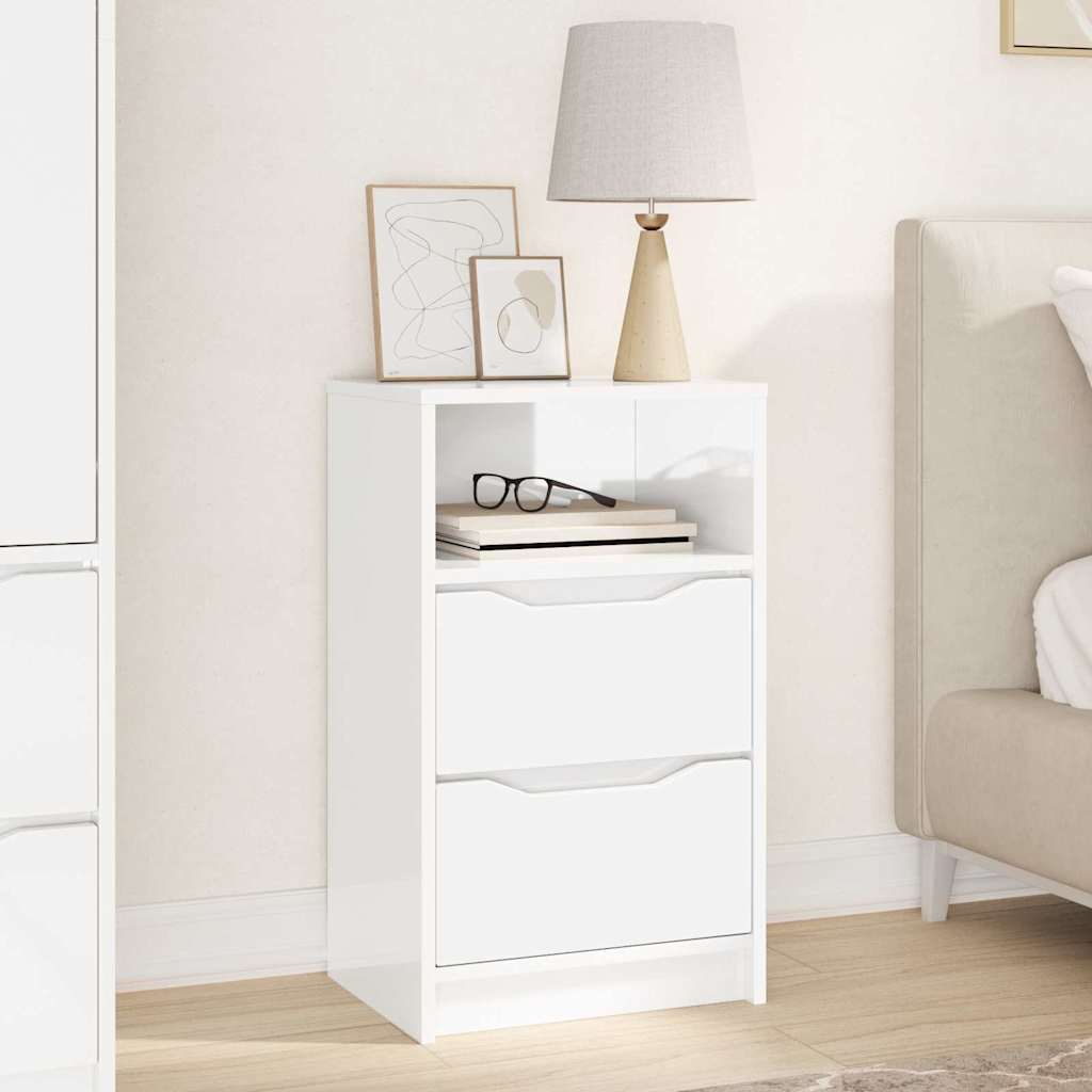 Comodino Bianco Lucido 40 x 30 x 467 cm Legno multistrato