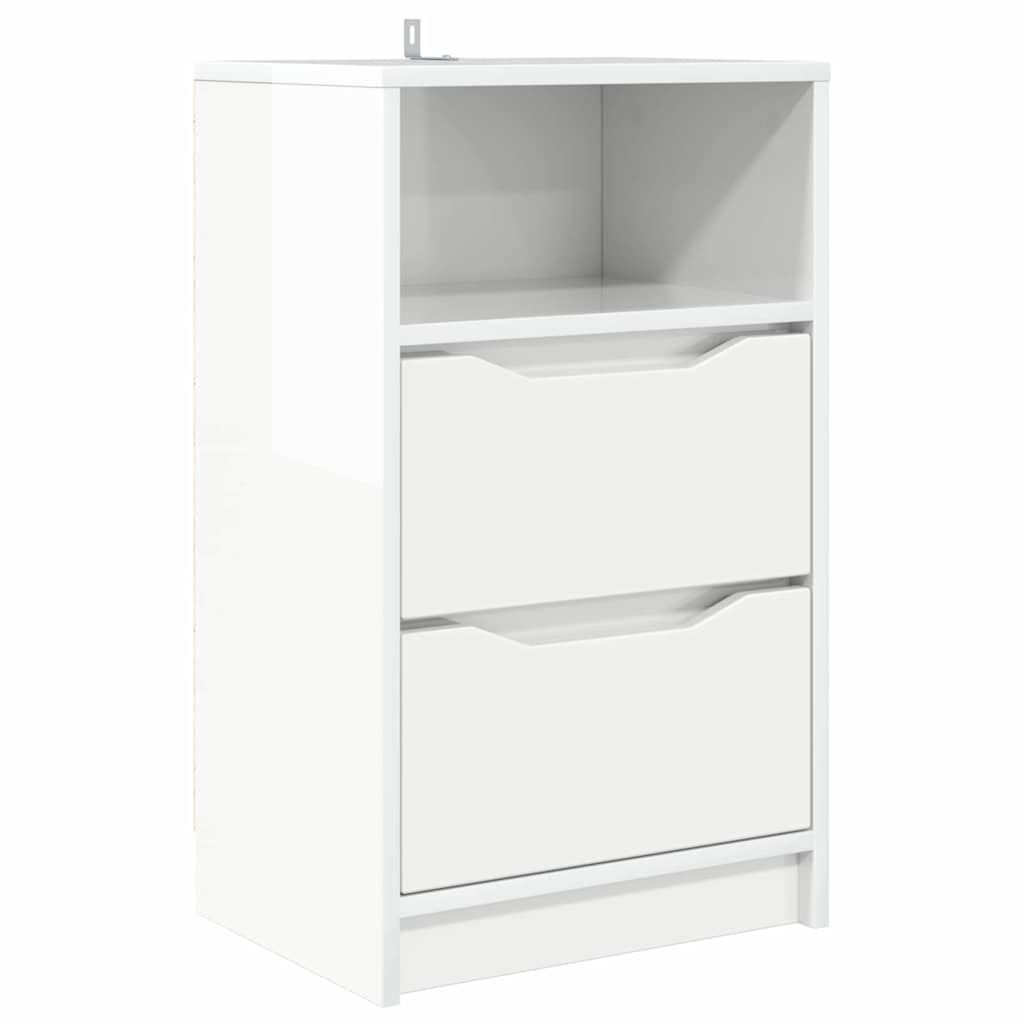 Comodino Bianco Lucido 40 x 30 x 467 cm Legno multistrato