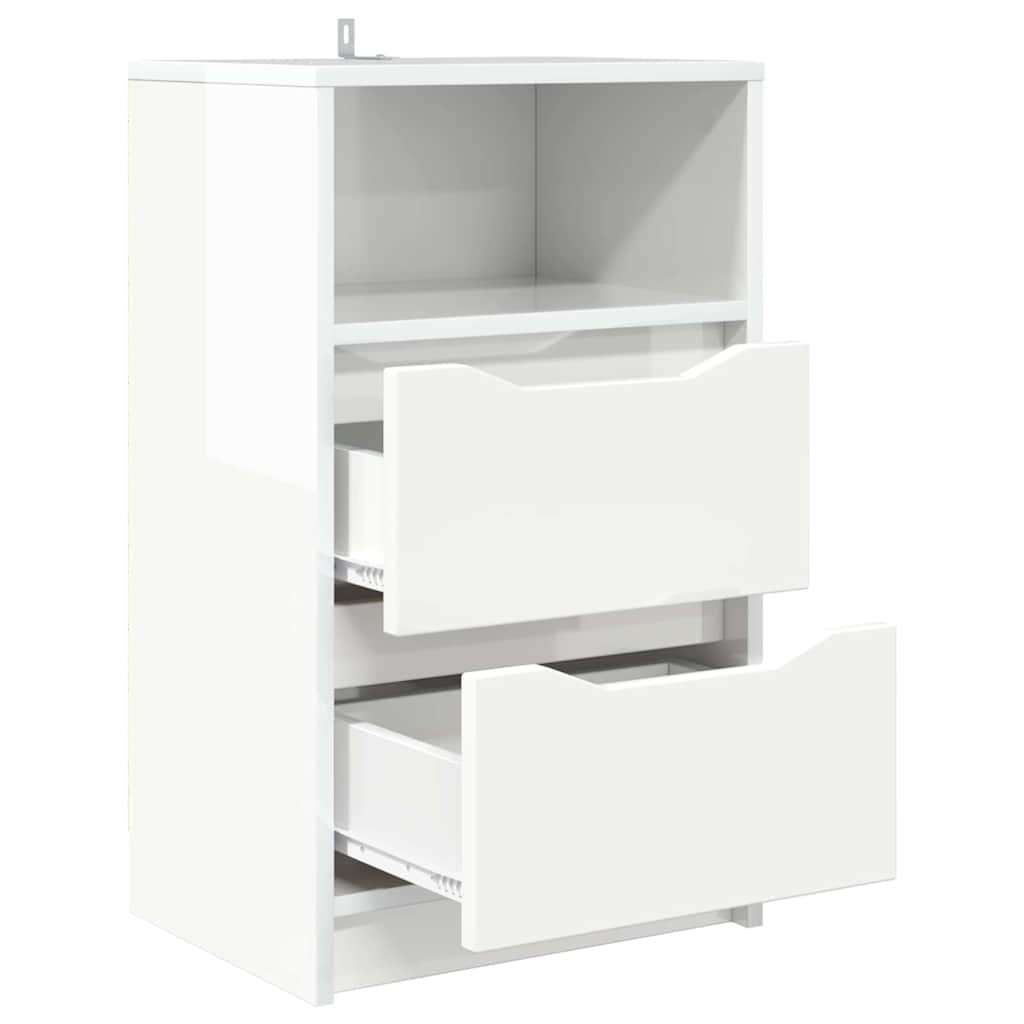 Comodino Bianco Lucido 40 x 30 x 467 cm Legno multistrato