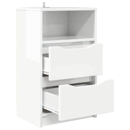 Comodino Bianco Lucido 40 x 30 x 467 cm Legno multistrato