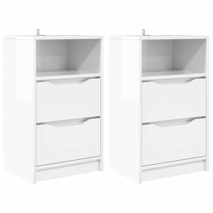 Comodini 2 pcs Bianco Lucido 40 x 30 x 467 cm Legno multistrato