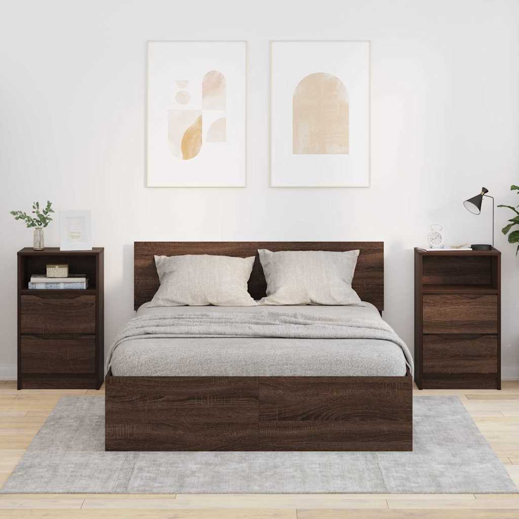 Comodini con cassetto 2 pcs Rovere Marrone 40 x 30 x 467 cm