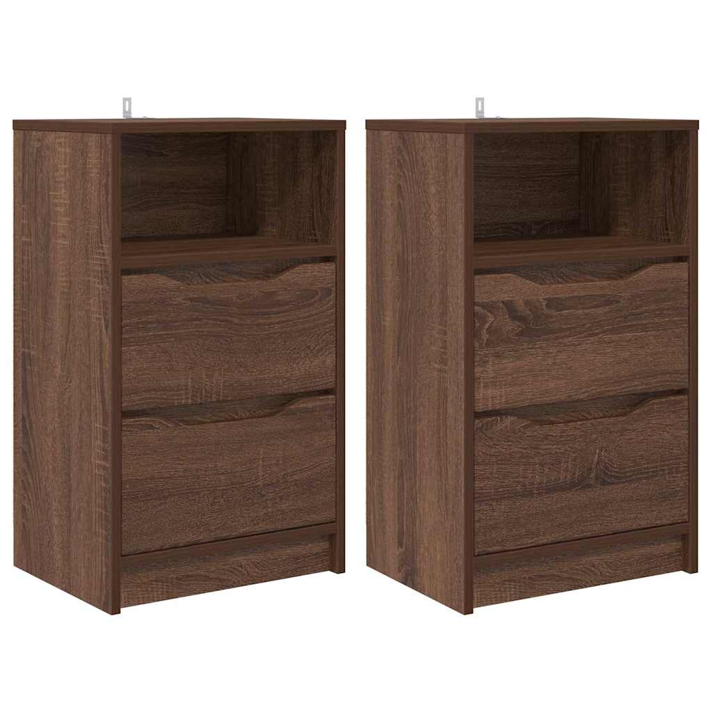 Comodini con cassetto 2 pcs Rovere Marrone 40 x 30 x 467 cm