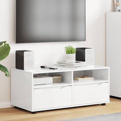 Mobile TV Bianco Lucido 100 x 48 x 43 cm Legno multistrato
