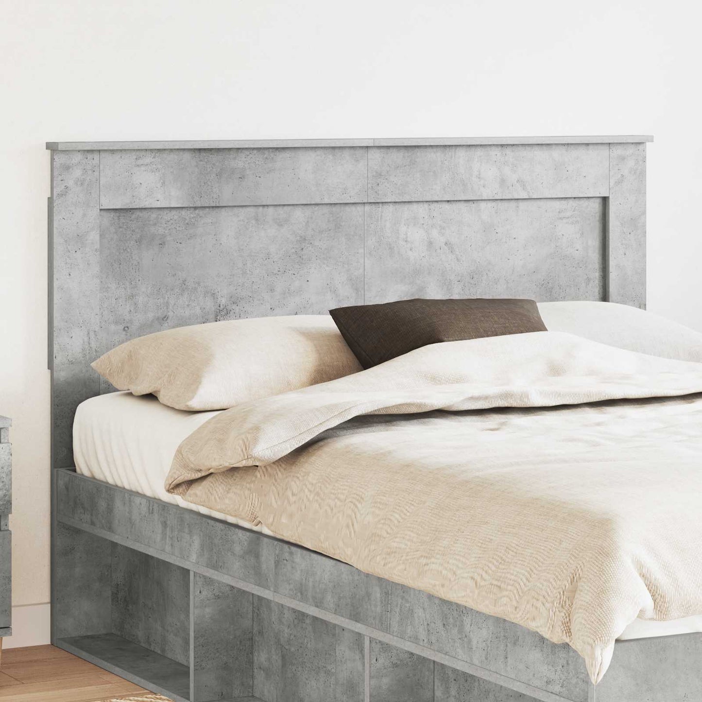 Testiera con testiera Grigio cemento 140 cm Legno multistrato