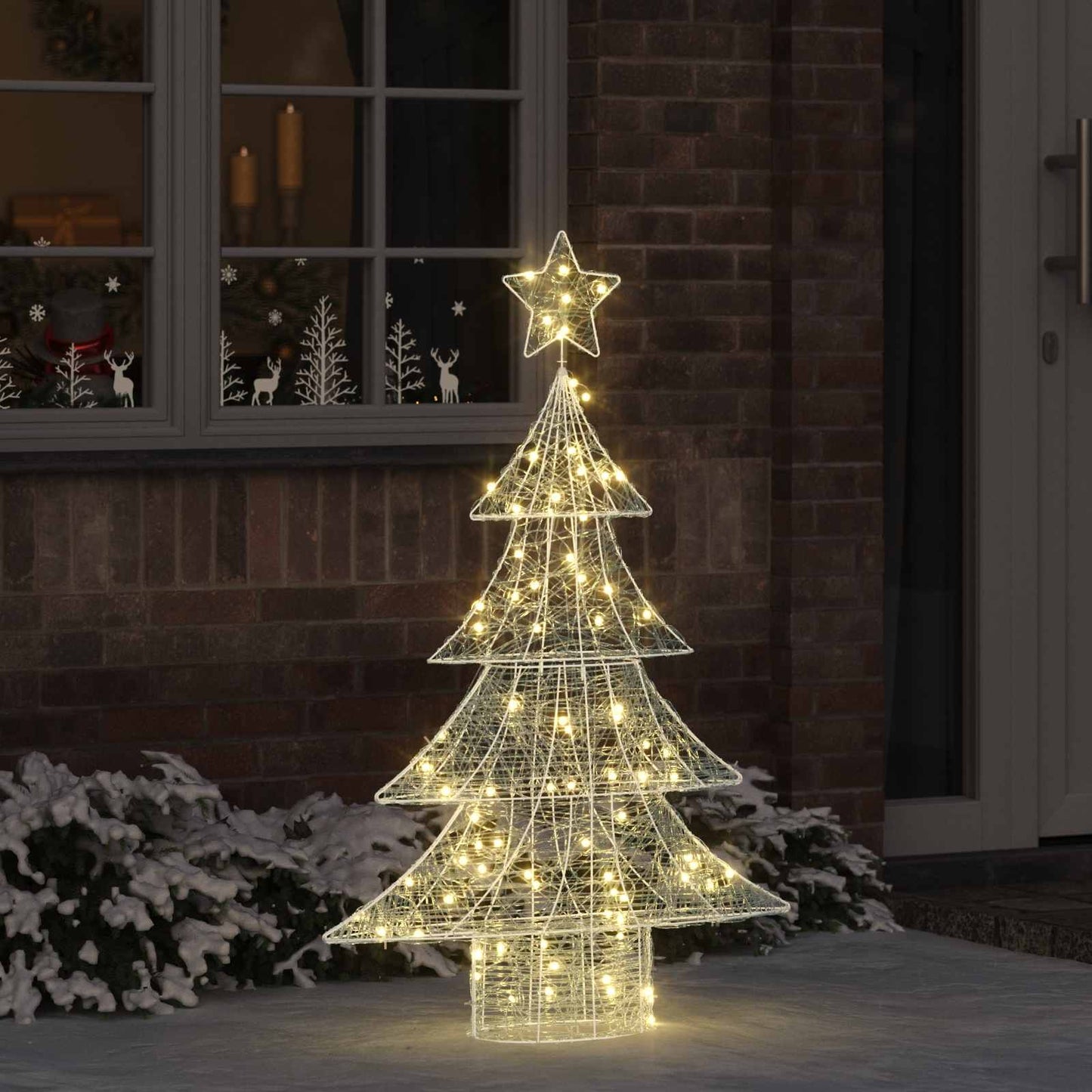 Albero di Natale con 100 LED Bianco caldo 120 cm Acrilico