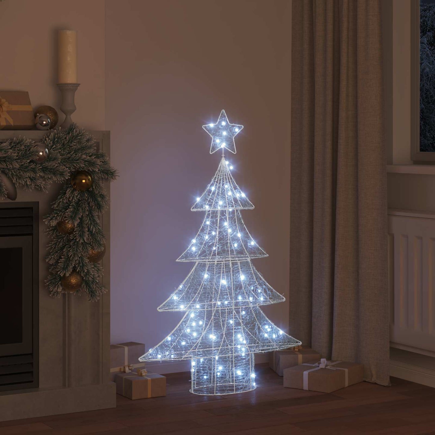 Albero di Natale con 100 LED Bianco freddo 120 cm Acrilico