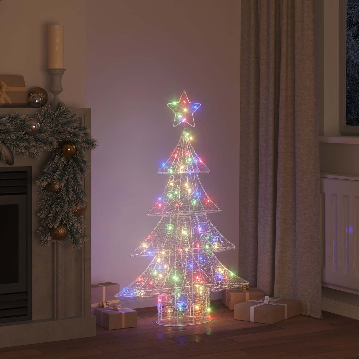 Albero di Natale con 100 LED Multicolore 120 cm Acrilico