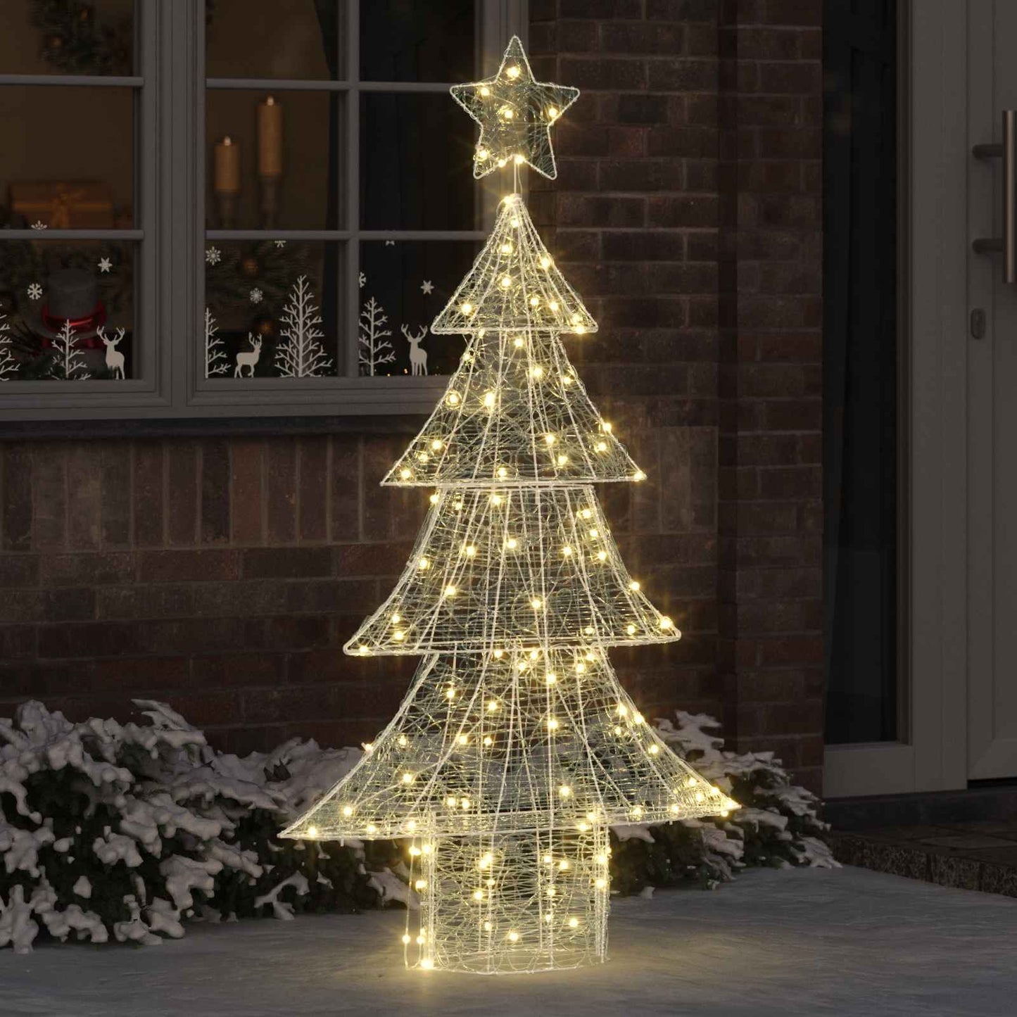 Albero di Natale con 160 LED Bianco caldo 150 cm Acrilico