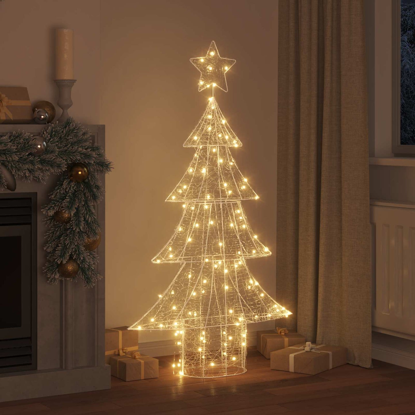 Albero di Natale con 160 LED Bianco caldo 150 cm Acrilico