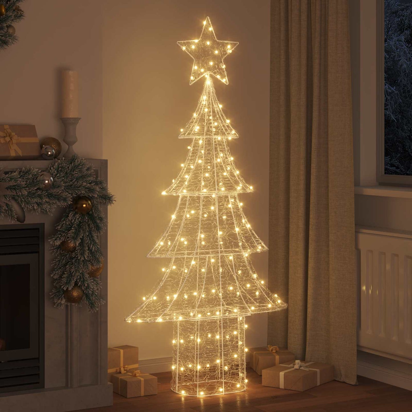 Albero di Natale con 240 LED Bianco caldo 150 cm Acrilico