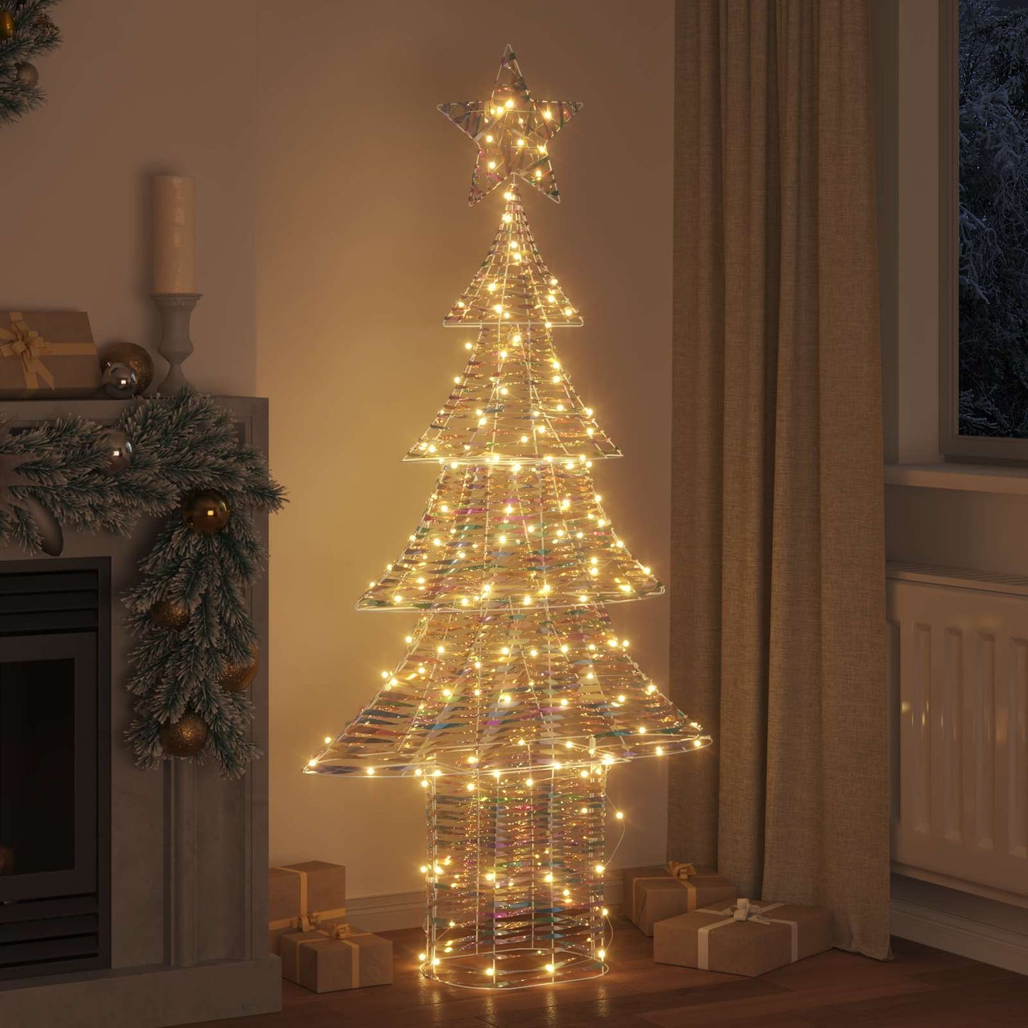 Albero di Natale con 240 LED Bianco caldo 181 cm PET
