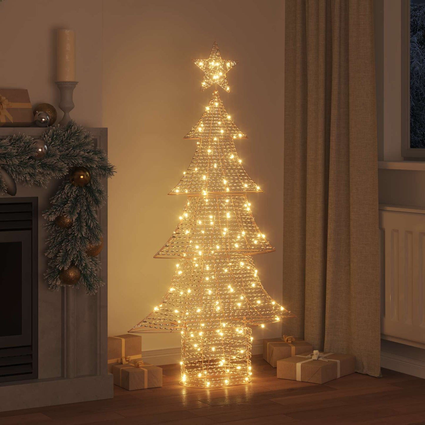Albero di Natale con 160 LED Bianco caldo 151 cm PET
