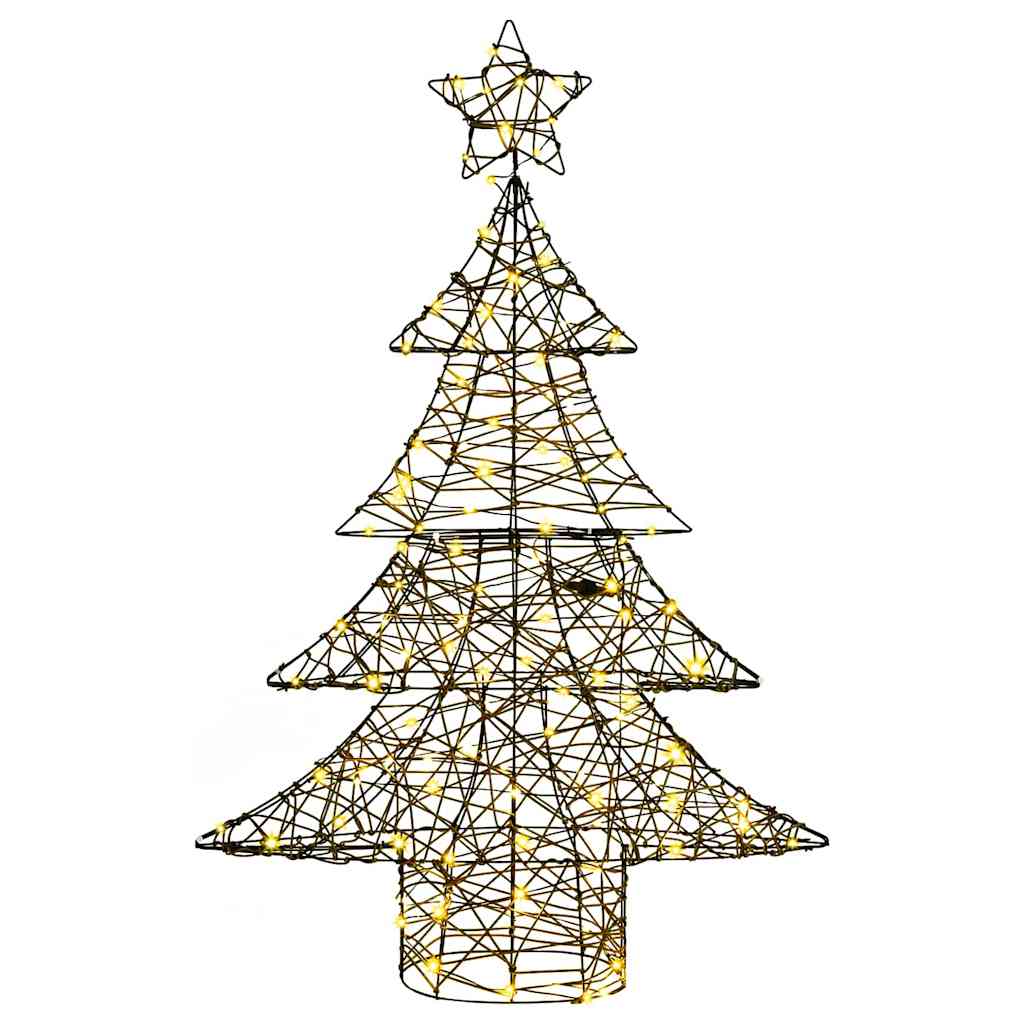 Albero di Natale con 120 LED Bianco caldo 150 cm Rattan