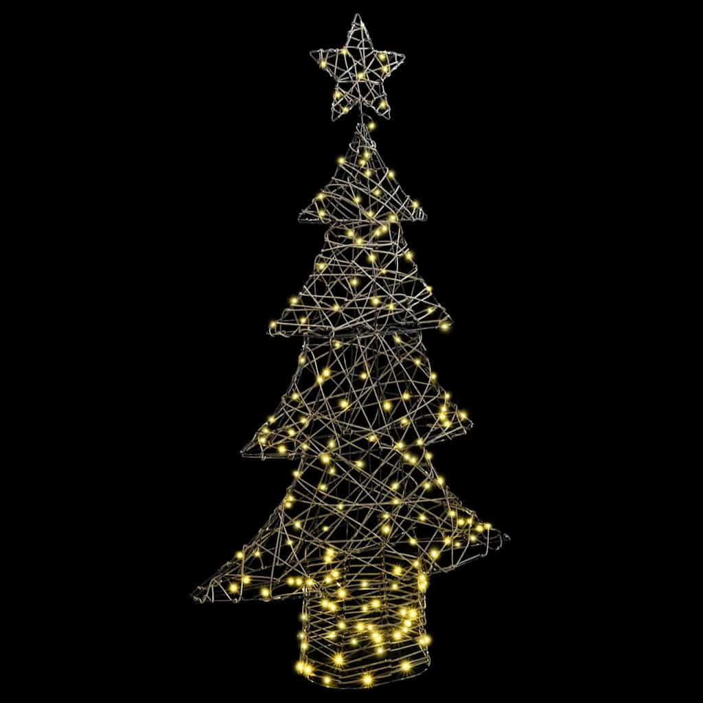 Albero di Natale con 160 LED Bianco caldo 150 cm Rattan