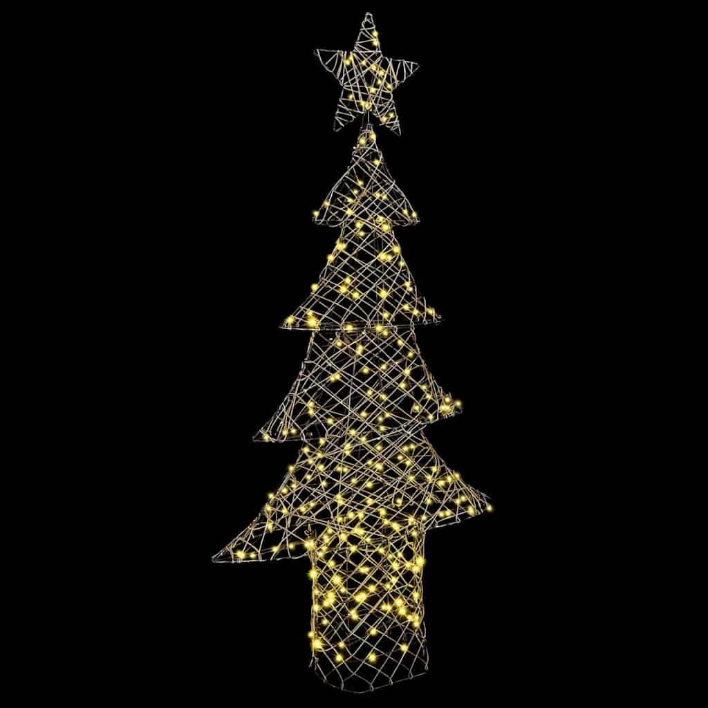 Albero di Natale con 240 LED Bianco caldo 180 cm Rattan