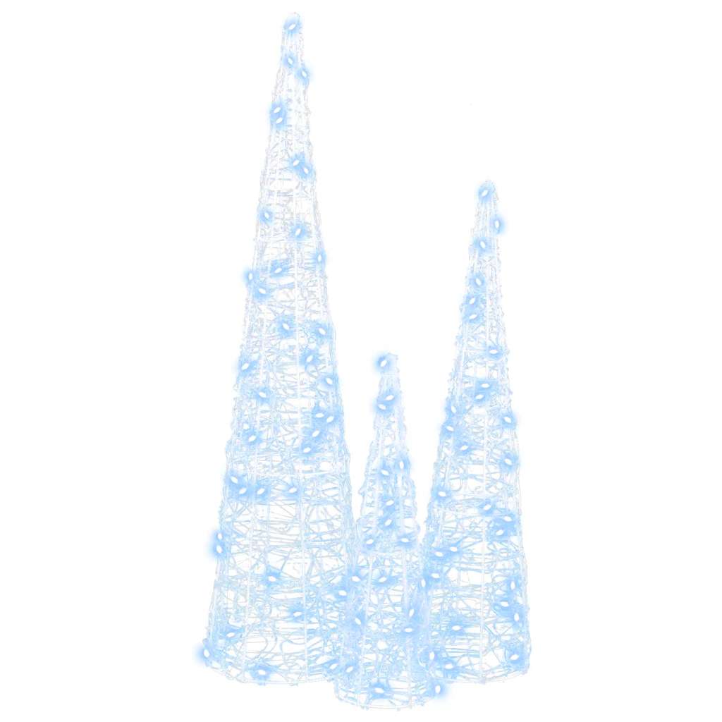 Albero di Natale 3 pcs Bianco freddo 20 x 20 x 80 cm Acrilico