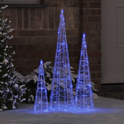Albero di Natale con 90 LED 3 pcs Blu 20 x 20 x 80 cm Acrilico