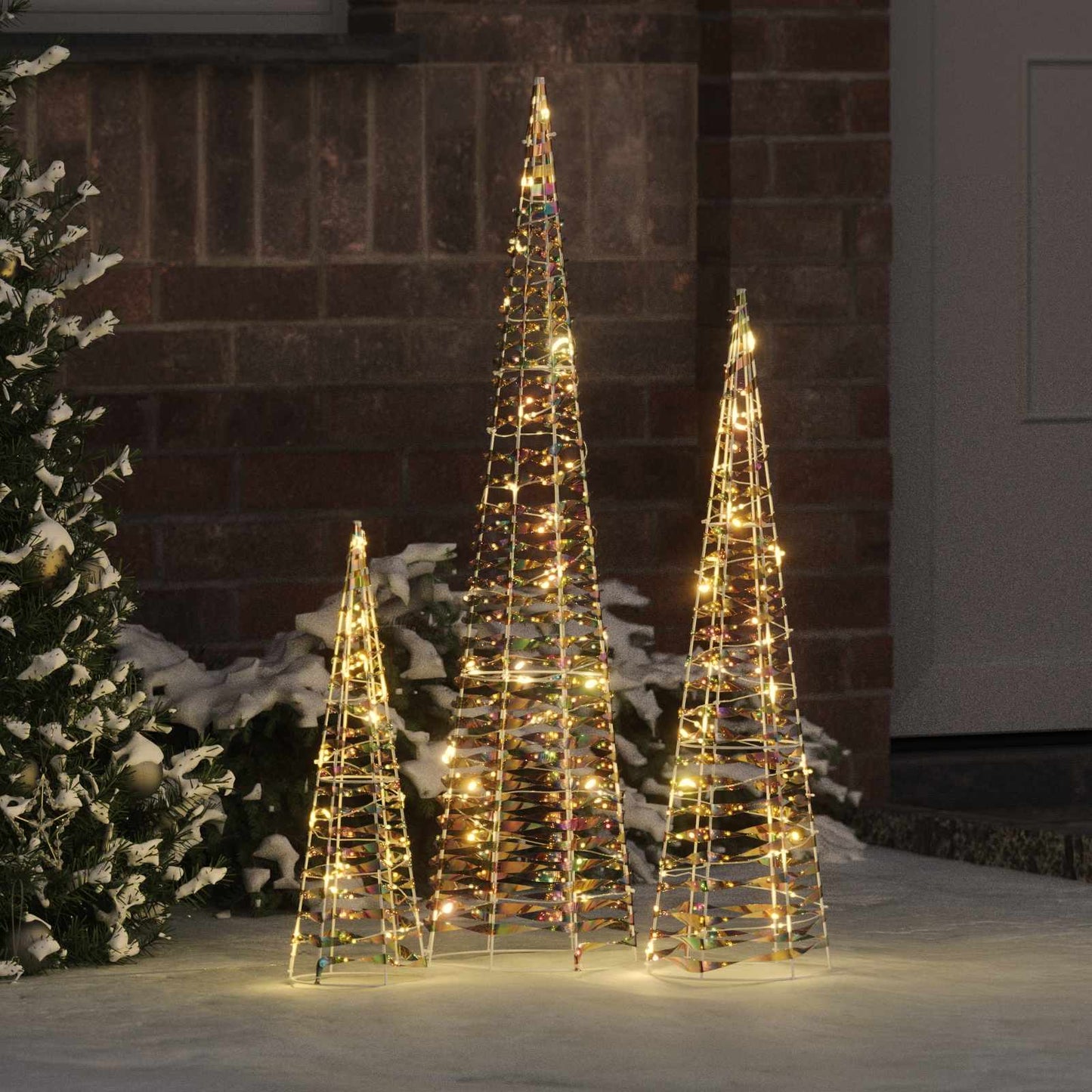 Albero di Natale 3 pcs Bianco caldo 20 x 20 x 80 cm PET