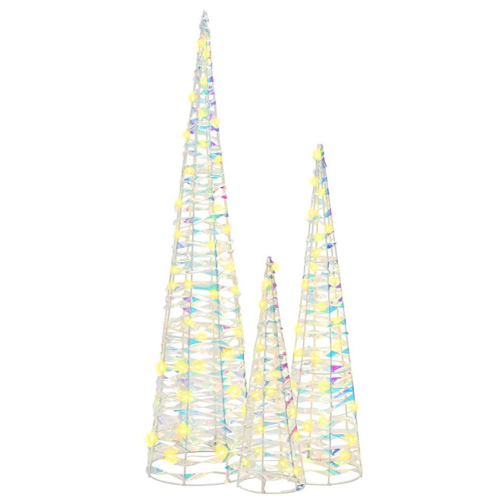 Albero di Natale 3 pcs Bianco caldo 20 x 20 x 80 cm PET