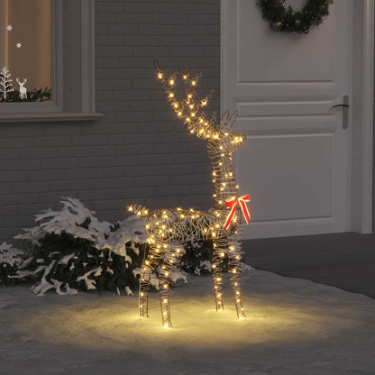 Renna 3D con 140 LED Bianco caldo 70 x 41 x 128 cm Rattan