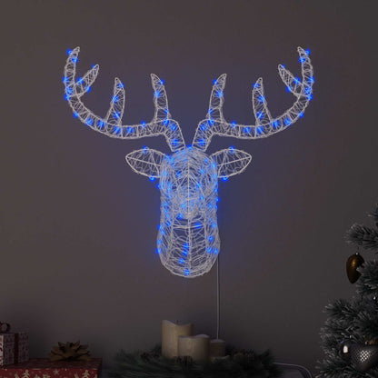 Testa di Renna con 140 LED Blu 68 x 36,5 x 62,5 cm Acrilico