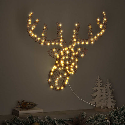 Slitta trainata da renna con 140 LED Bianco caldo Rattan