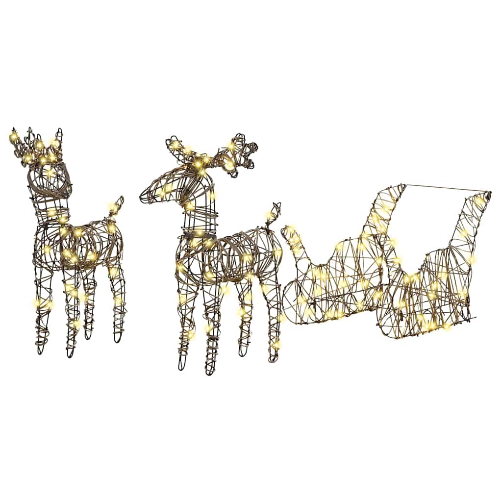 Slitta trainata da renna Bianco caldo 53 x 28 x 33 cm Rattan