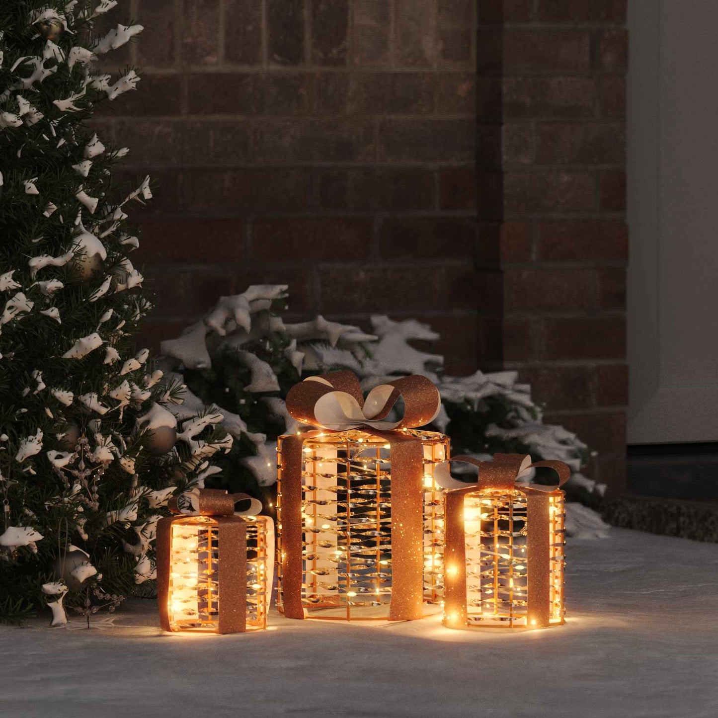 Decorazione Scatola Regalo con 60 LED 3 pcs 20 x 20 x 20 cm PET