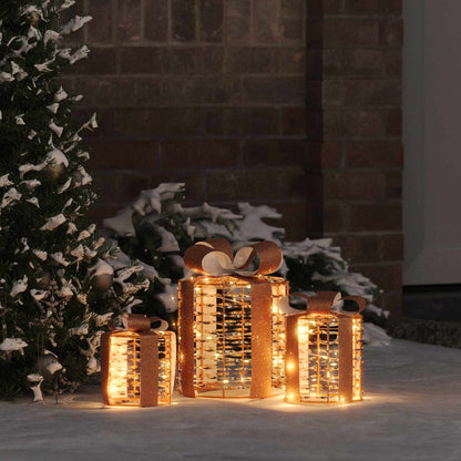Decorazione Scatola Regalo con 60 LED 3 pcs 20 x 20 x 20 cm PET