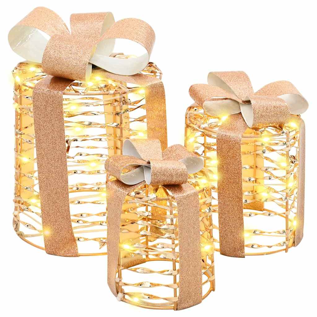 Decorazione Scatola Regalo con 60 LED 3 pcs 20 x 20 x 20 cm PET