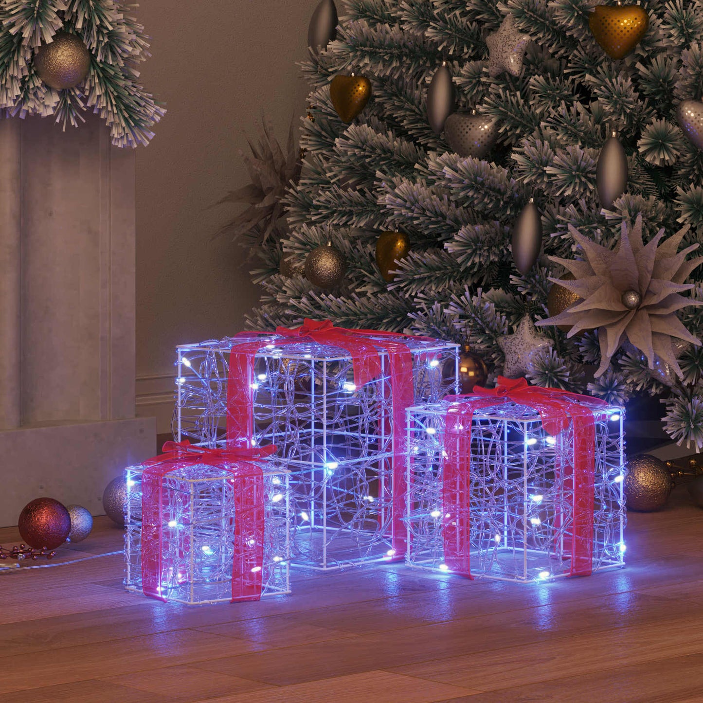 Scatola Regalo con 60 LED 3 pcs Blu 20 x 20 x 20 cm Acrilico