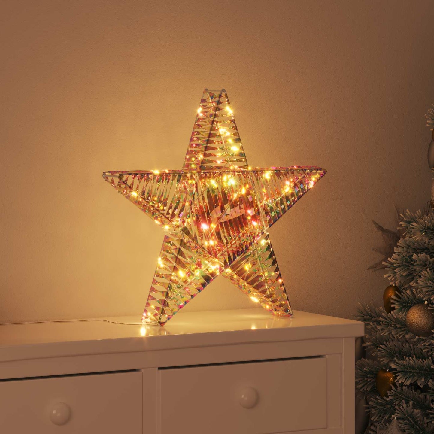Stella 3D con 50 LED Bianco caldo 55 x 52.5 x 9 cm PET