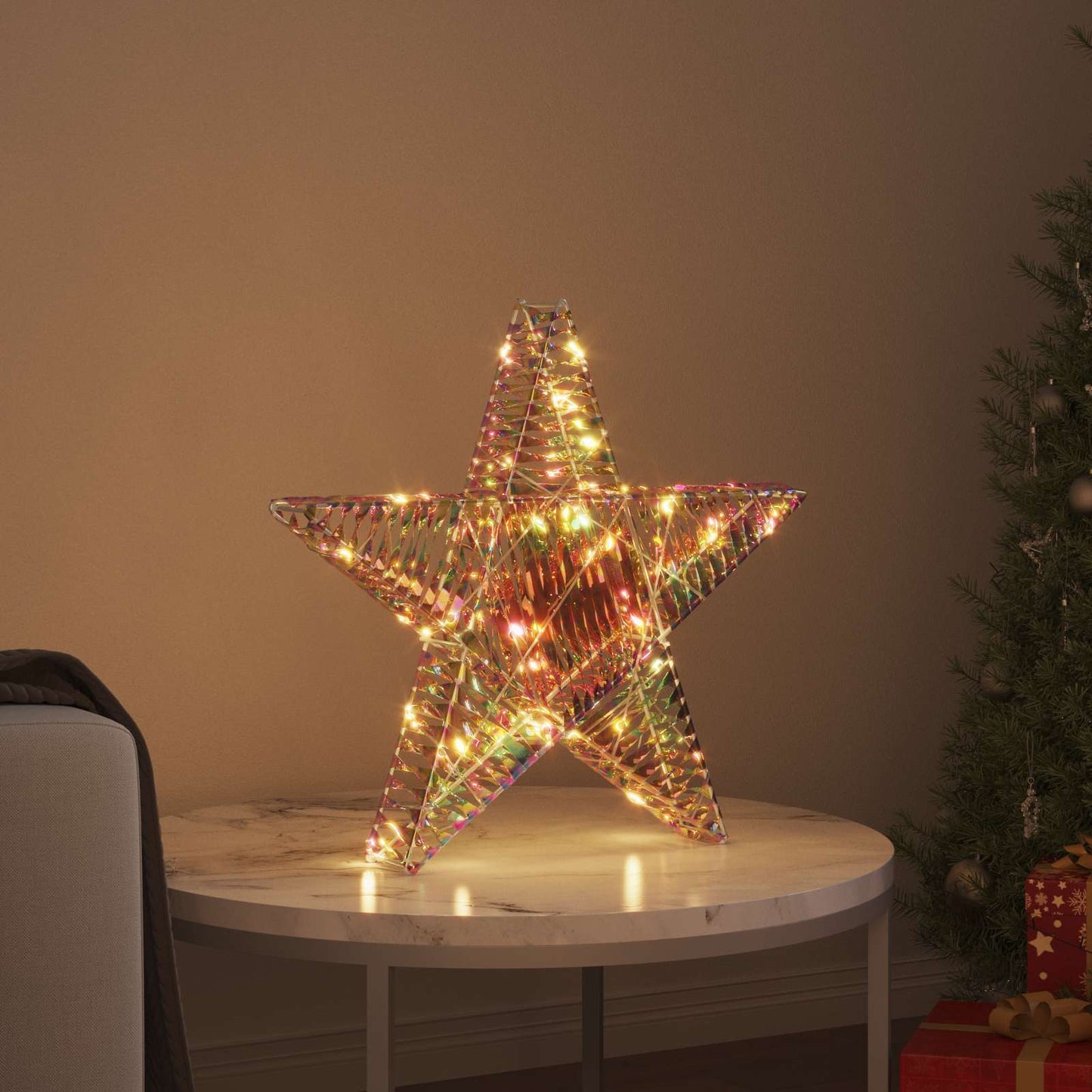 Stella 3D con 50 LED Bianco caldo 55 x 52.5 x 9 cm PET