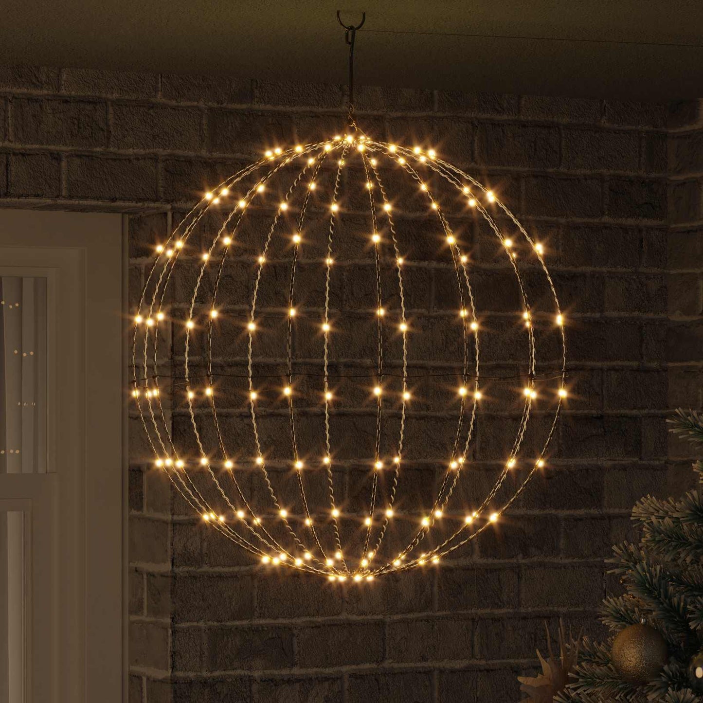 Palla con 192 LED Bianco caldo 59,5 x 59,5 x 63 cm Metallo