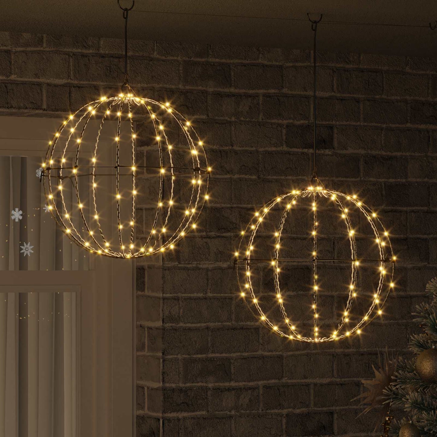 Palla con 192 LED 2 pcs Bianco caldo 40 x 40 x 43,5 cm Metallo