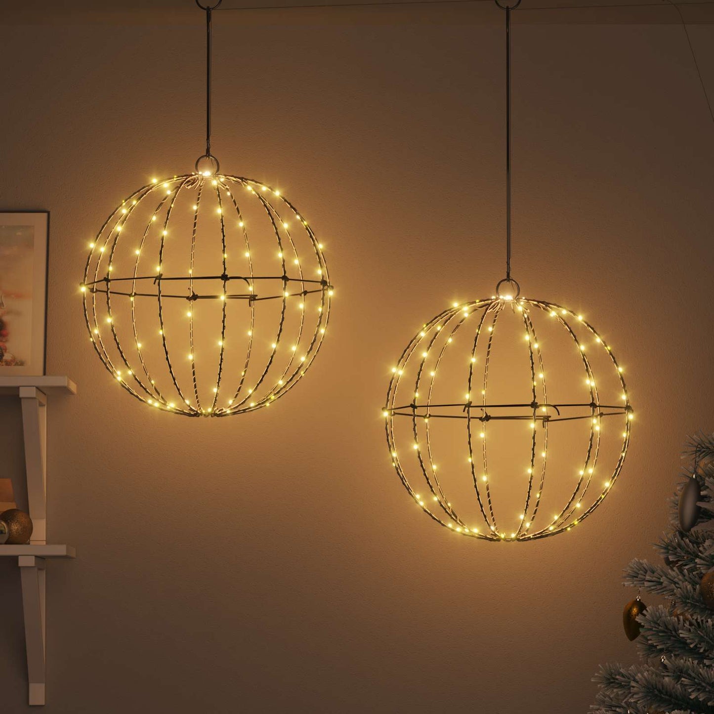 Palla con 192 LED 2 pcs Bianco caldo 40 x 40 x 43,5 cm Metallo