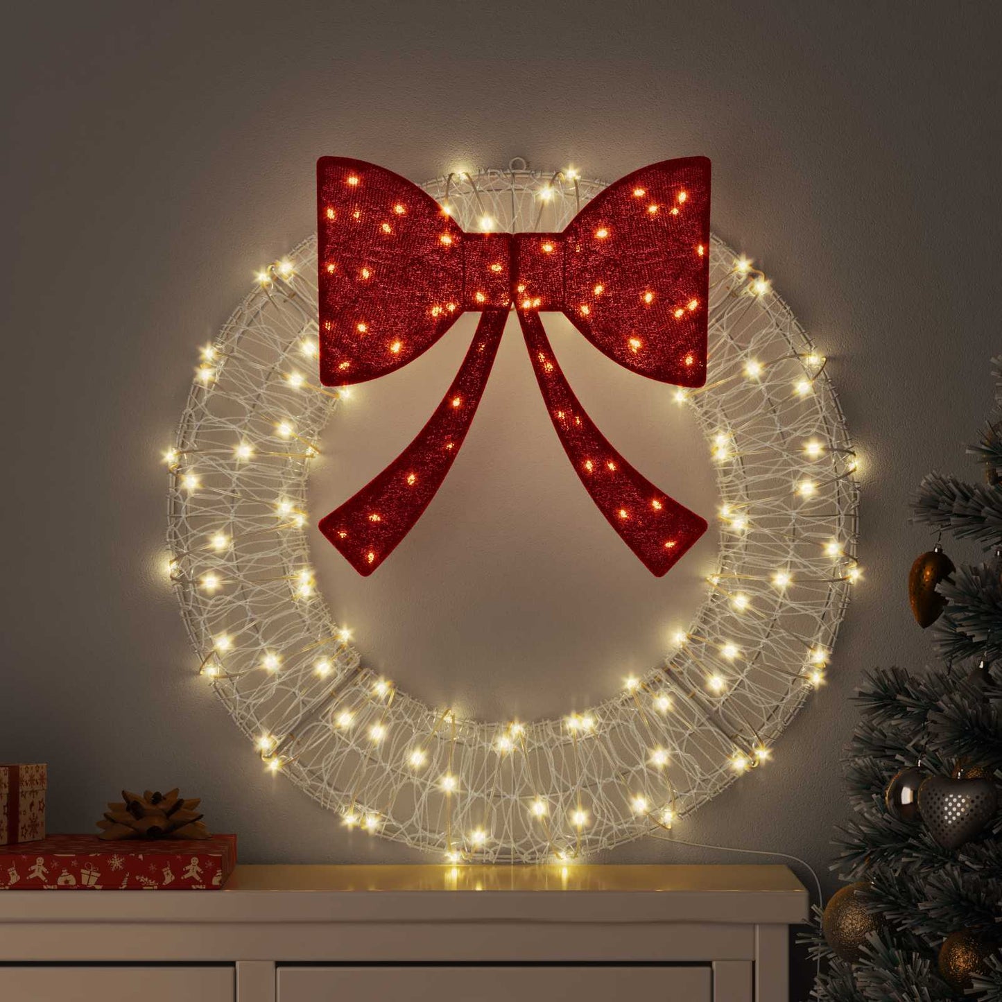 Corona con 60 LED Bianco caldo 76 x 76 x 8,5 cm Acrilico