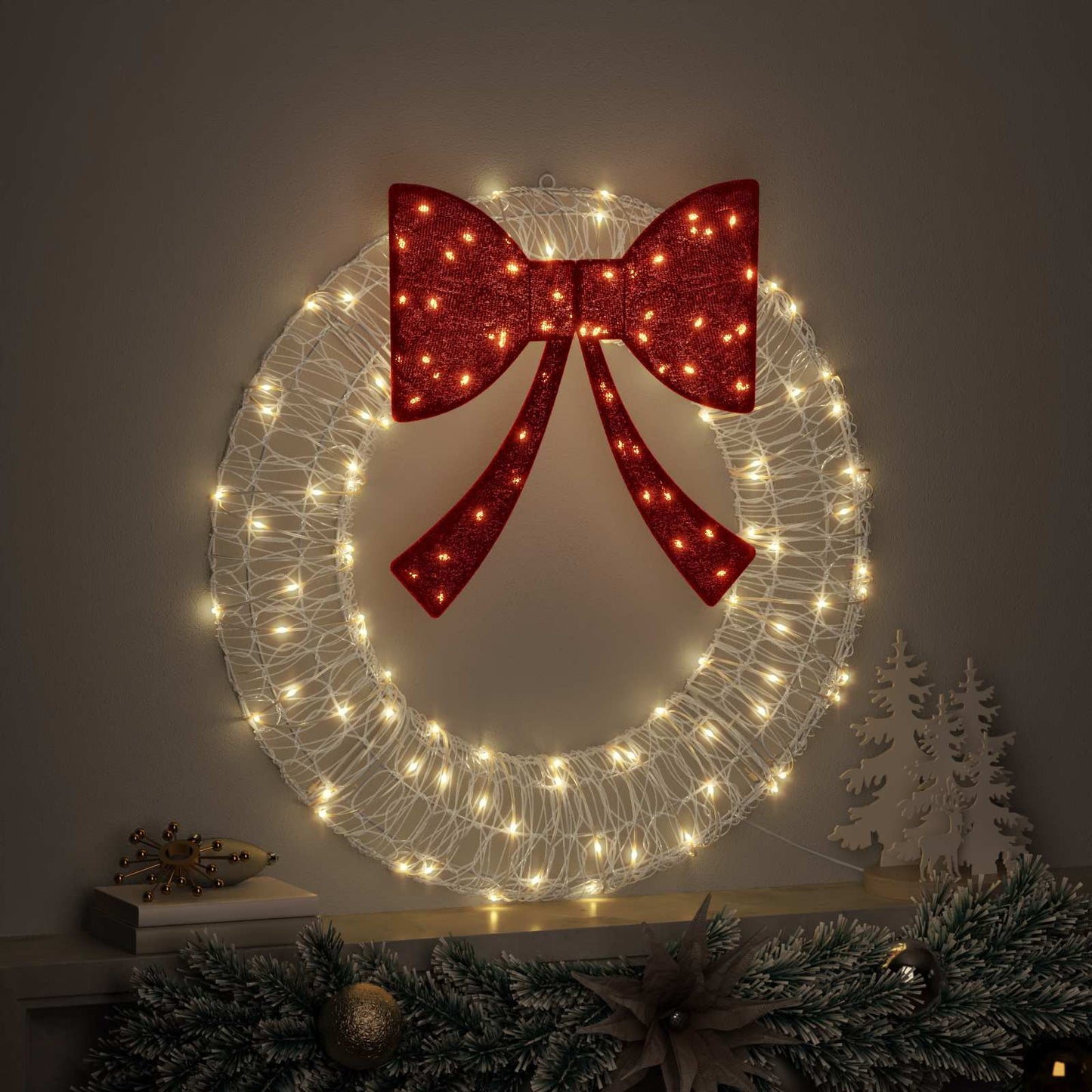 Corona con 60 LED Bianco caldo 76 x 76 x 8,5 cm Acrilico