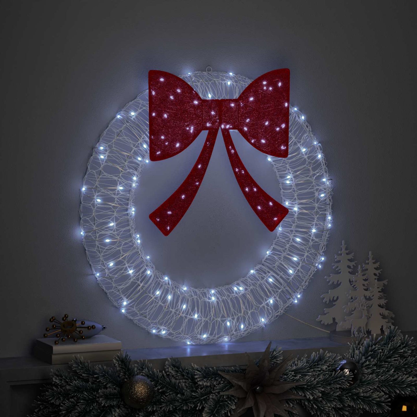 Corona con 60 LED Bianco freddo 76 x 76 x 8,5 cm Acrilico