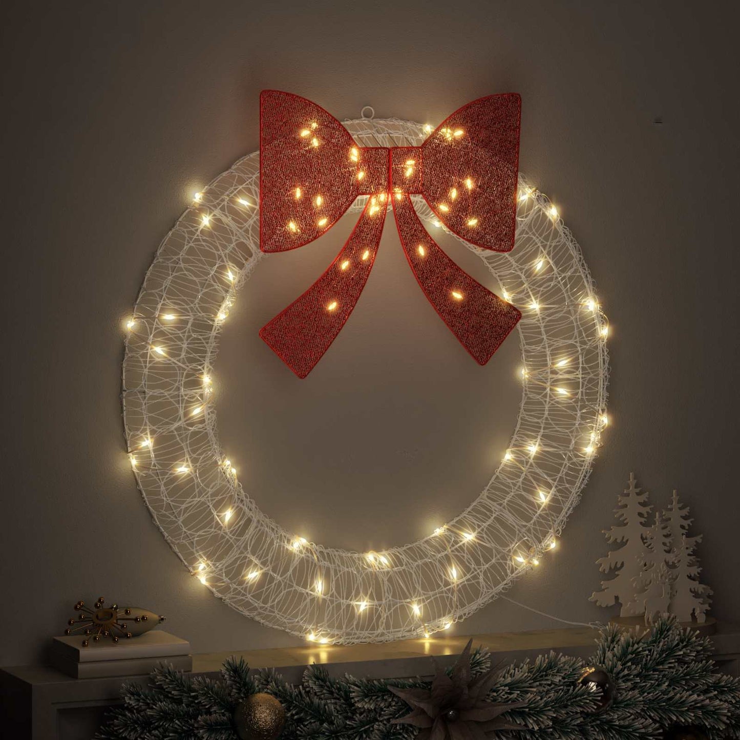 Corona con 80 LED Bianco caldo 92 x 92 x 9,5 cm Acrilico